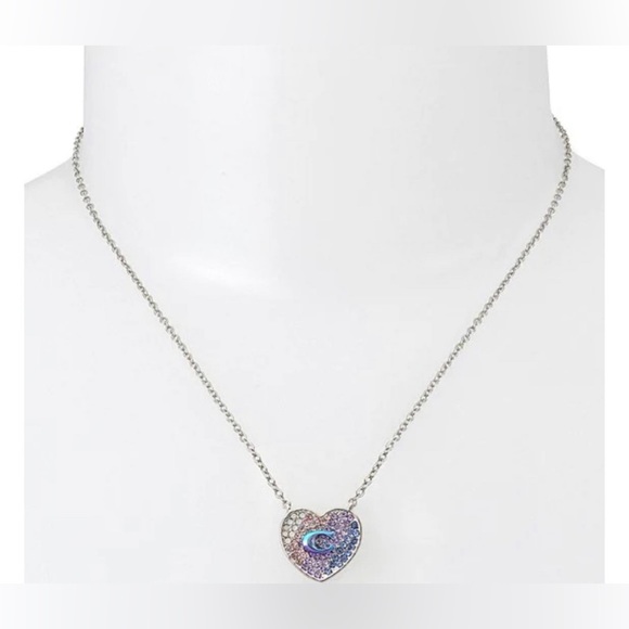 Coach C Pave Heart Pendant Necklace - Picture 1 of 5